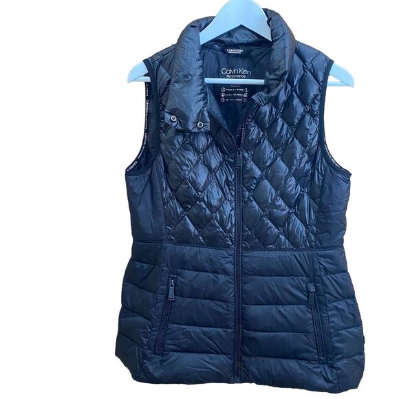 CALVIN KLEIN PERFORMANCE Down Vest Quilted Puffer Insulated Jacket Women M Black - Picture 1 of 6
